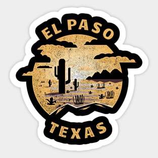 El Paso Texas Desert Illustration Vintage Souvenir Sticker